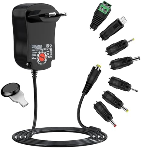 Universal Netzteil 3-12V, Cshare 12W AC zu DC 3V 4.5V 5V 6V 7.5V 9V 12V 1A 1,2A Schaltnetzteil, Adapter Schaltnetzteil mit 7 Tipps für 3V bis 12V Haushaltselektronik LED Streifen Router