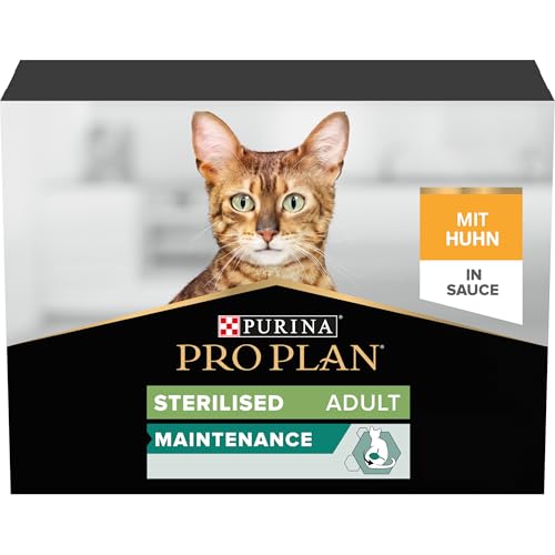 PRO PLAN Adult 1+ Sterilised Maintenance with Chicken in Gravy Wet Cat Food Pouches 10x85g, Pack of 4
