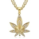 Genérico Colgantes de hojas de cáñamo europeos para hombres, collares de pedrería de color dorado y joyería hippie