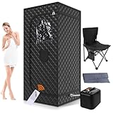 Sauna Portable Sauna Tent for Home Full Body Plug-N-Play Steam Box with 3L Steamer 9 Levels Remote Control Folding Chair Waterproof Mat Home Outdoor