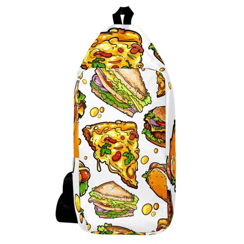 Sac à dos à bandoulière Fast Food multicolore 16x36.5cm pour homme et femme