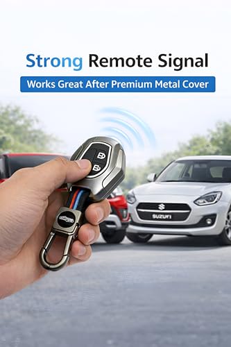Image of TrollGadgets️ Premium Metal Car Key Cover Compatible for Maruti Suzuki Swift | Dzire | Baleno | Ertiga | WagonR | Celerio | Alto | Brezza | Ignis | S-Presso | Fronx (2 Button Remote Key)(Pack of 1)