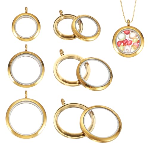Médaillon rond flottant personnalisé en verre et métal doré, cadeau idéal pour femme