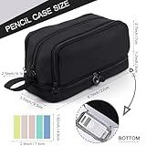 Large Capacity Pencil Case, Pencil Pouch with Sticky Note and 4 Compartments Multifunctional Stationery Organizer for Girls Boys, Office Makeup Bag Portable Pen Bag for Students Women Men (Black) - Image 2