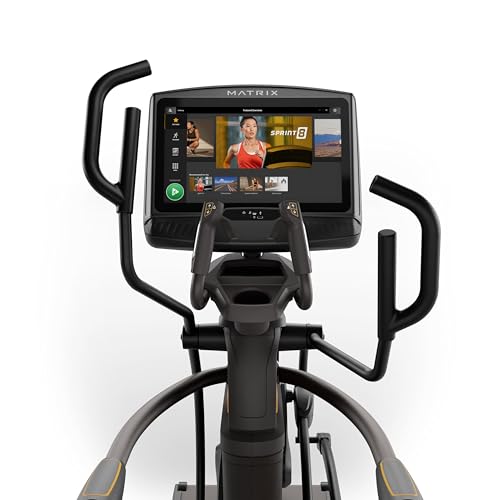 Image of Matrix Fitness A50 Ascent Elliptical with XUR | 22 inch Touchscreen (WiFi+BT+HDMI) | Low Impact Workouts, Full Body Cardio | Space Saving Compact Design, Suspension Elliptical with Adjustable Incline