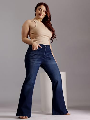 Image of Miss Chase A+ Women's Wide-Leg High Rise Regular-Length Stretchable Denim Jeans