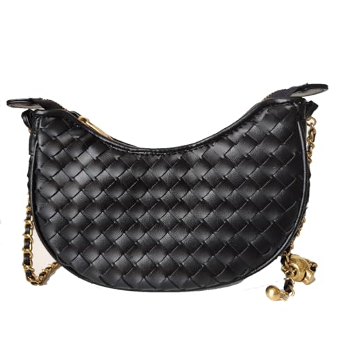 Ling Chuang Woven Crossbody Shoulder Bag with Niche Crescent Design - Double Layer Vintage Mother Bag4