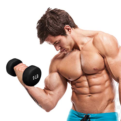Fuxion Dumbbells 9 Lbs Hexagon Neoprene Coated Pair | Hand Weights | All-Purpose, Home, Gym, Office, Exercise, Work Out |, Set Of 2 Each 9Pounds / 4.1 Kg #TOP5