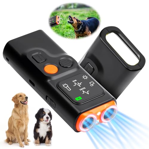 Aomig Anti Bell Gerät Hunde 4 Modi Hundetraining Antibell Ultraschall Gerät USB Aufladung Hunde Bellen Stoppen Hundeabwehr Erziehungshilfen für Hunde Automatisch Ausrüstung Nachtwanderungen (800MAh)
