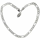 LIFETIME JEWELRY 4mm Figaro Chain Anklet for Women Men & Teen Girls 24k Gold Plated (White Gold, 9)