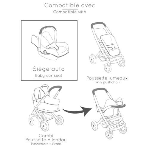 Smoby - Maxi-COSI - Siège et Chaise Haute Beige - pour Poupons Jusqu'à 42 cms - Jouet d'Imitation - Tablette, Balancelle, Siège Auto - A Partir de 3 Ans - Fabrication Espagnole