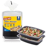 Glad Take-Aways 30-Pack Snap-Seal Rectangular Food Storage Containers, 28 oz, Leak-Resistant Lids...
