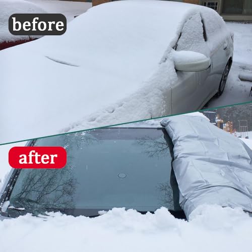 Image of Car Windshield Cover for Ice and Snow, Frost Guard Windshield Cover, Car Windshield Snow Cover Winter Ice Sunshade Protector, Universal Car Exterior Accessories for Cars, Trucks, Vans (Rear)