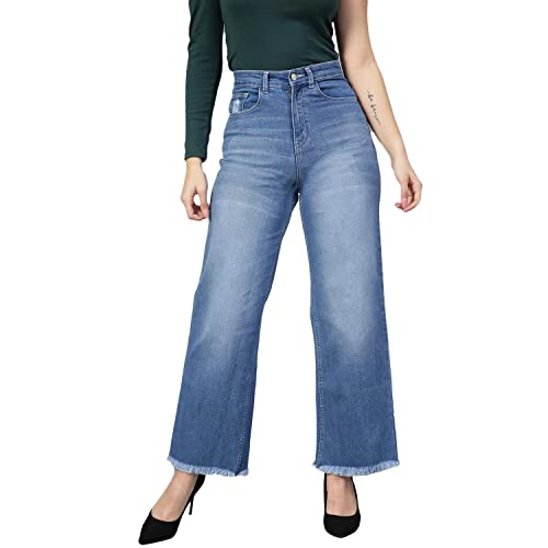 Image of KOTTY Women's High Rise Cotton Lycra Blend Ankle Length Relaxed Fit Jeans