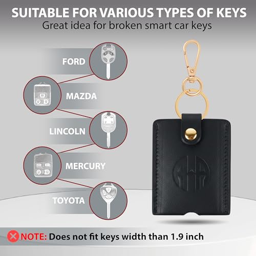 Image of Leather Keys Sleeve for Broken Car Key Loop Replacement - Cute Keychain Cover - Protector, Holder for Men & Women