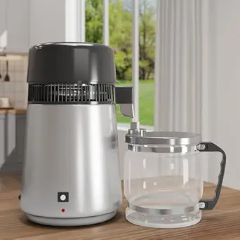 Garvee 1.1 Gallon Water Distiller 750W Home Water Purifier with Glass Jug