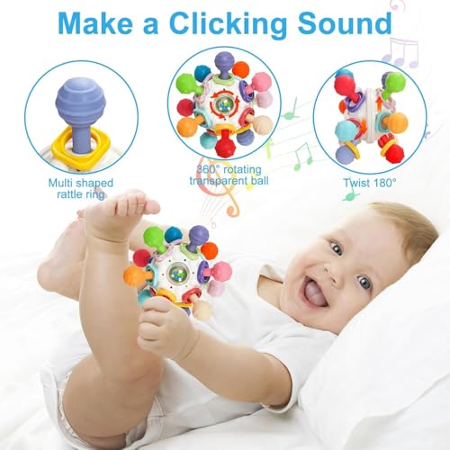 Image of Baby Montessori Sensory for 0-6 6-12 Months, Baby Teether Teething for Babies 0 3 6 9 12 18 Months, Newborn Infant Learning Developmental Gifts for 1 2 Year Old Boys Girls (White.)