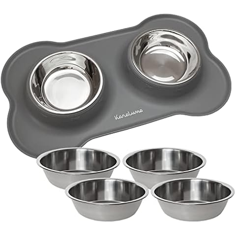 KaraLuna Napfunterlage aus Silikon mit Edelstahl Futternapf I Für Katzen & Hunde I Fressnapf Katze Futternapf Cat Bowl Hundenapf Katzenfressnapf Näpfe Station Napf Unterlage Cover