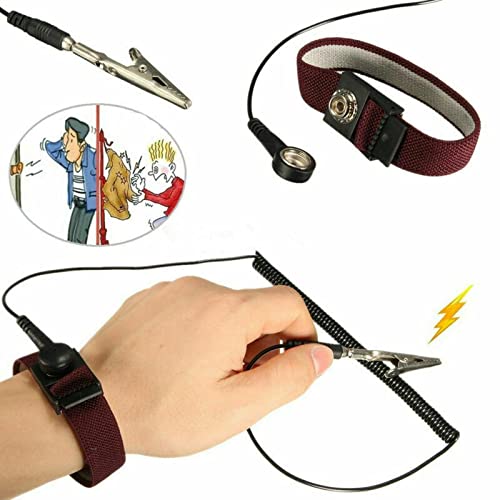 Adjustable Anti Static Wrist Strap with Alligator Clip, 1.8M Extra Long Cord for ESD Mat PC Computer Electronics Repair