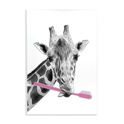Image of Funny Animal Bathroom, 13 x 19 Inch Mounted Print on Wall Plaque