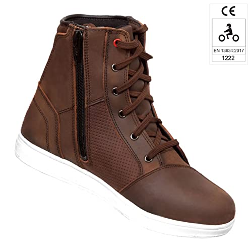 VASTER Motorrad Stiefel Motorrad Abenteuer Reiter Schuhe Leder Wasserdicht Sneaker Mode Für Männer CE Genehmigt EN 13634: 2017, Braun 036, 42 EU