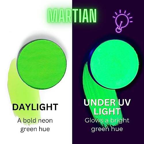 Image of Mehron Paradise FX UV Neon Glow - Martian - Neon Green /Green UV 0.25 oz | Pro Water-Activated Shimmer Paint for Raves, Costumes, SFX, Halloween, Stage, Screen, Theater & Cosplay