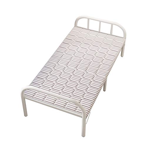 WangQ Office Single Lunch Break Office Nap Simple Portable Home Escort Rental Adult Wooden Iron Bed Silver Gray Stripes, 2 Sizes folding bed (Size : 180X40X80cm)