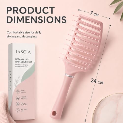 Image of Detangling Hair Brush for Women & Men, Portable Vented Paddle Hair Brush for Curly & Straight Hair, Rounded Tip Bristles, Lightweight Salon, Home & Daily Personal Grooming, Green, Pack of 1
