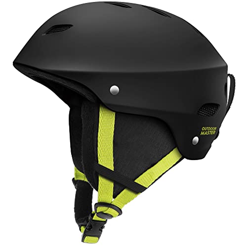 Image of OutdoorMaster Kelvin Ski Helmet - Snowboard Helmet for Men, Women & Youth (Black+Lemon,L) | Ski & Snowboard Use,Fits Men,Women & Youth,ASTM Certified Impact Protection,Adjustable Ventilation