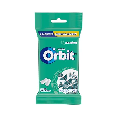 Orbit - Chicle sin azúcar con sabor a eucalipto - 4 paquetes x 10 grageas