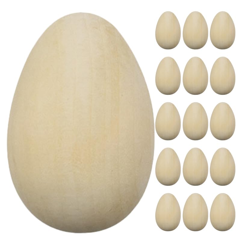 Cabilock 50 Stück Holzeier zum Bemalen - Realistische Künstliche Hühnereier aus Massivholz - Unbemalte Ostereier für Ostern Basteln DIY Projekte & Kinderküche - Nesteier Dekoration