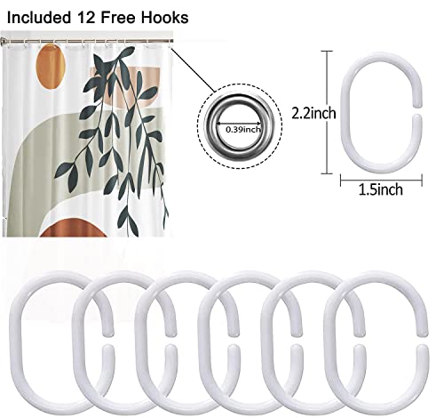 Yiran Mid Century Abstract Shower Curtain Leaves Plant Neutral Bathtubs Decoration Set For Bathroom Waterproof Boho Bathroom Shower Curtain With 12 Hooks 72"X72" #TOP5