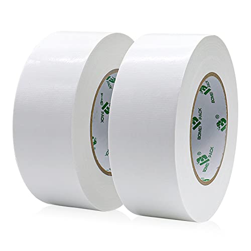 BOMEI PACK Nastro Adesivo Americano, Nastro telato rinforzato per riparazioni o decorazioni, Nastro americano impermeabile per tubature, scarichi e condotti, rotolo 2Pz 50mm x 30 m (Bianco)