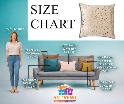 Image of RD TREND Premium Velvet Cushion Covers Set of 5 | Soft Decorative Throw Pillow Covers for Sofa, Bed & Living Room | Cushion Cover 24 inch x 24 inch (60x60 cm) Cream Caramel