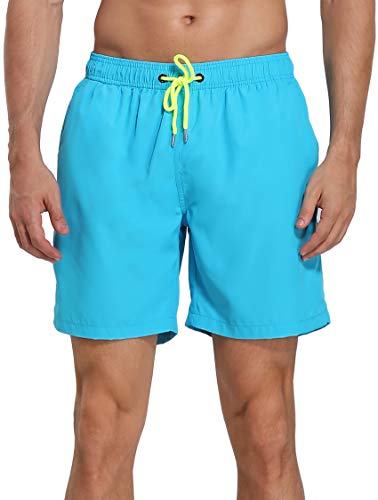 Men's Swim Trunks Beach Board Shorts Dry Quickly Stripe Bathing Suits Short New Sky Blue 42