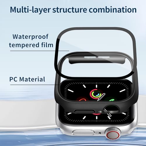 Image of Waterproof Case for Apple Watch Series SE2 SE 6 5 4 40mm, Built-in Screen Protector with Tempered Glass [Touch Sensitive] Cover for iWatch S6 /S5 /S4 /SE 40mm, Black
