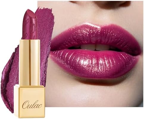 Oulac Burgundy Lipstick for Women with Metallic 3D Shine Lightweight Hydrating Formula, High Impact Lip Color, Full Coverage Lip Makeup, Vegan & Gluten Free, Love Particle(03)