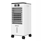 Portable Evaporative Air Cooler, 1.84Gal Touch Screen Cooler Fan with Remote Control, 3 Speeds 3 Modes LED Display, Ice Packs & Rolling Casters Included, Quiet 3-in-1 Cooling for Bedroom Home Office