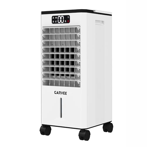 GarveeHome 1.85 GAL Swamp Cooler with Touch & Remote Control, 3 Modes & 3 Speeds, 3-in-1 Evaporative Air Cooler with 90°+90° Oscillation, 12H Timer, Portable Air Conditioners for Indoor Outdoor Use by GarveeHome - Used condition - US$62.69