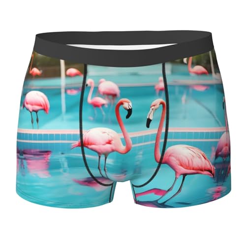 Oudrspo Boxershorts in Premiumqualität mit Flamingo- und Swimmingpool-Motiv, braune Faultiere, elastische Boxershorts für Herren, ideale Unterwäsche für Herren