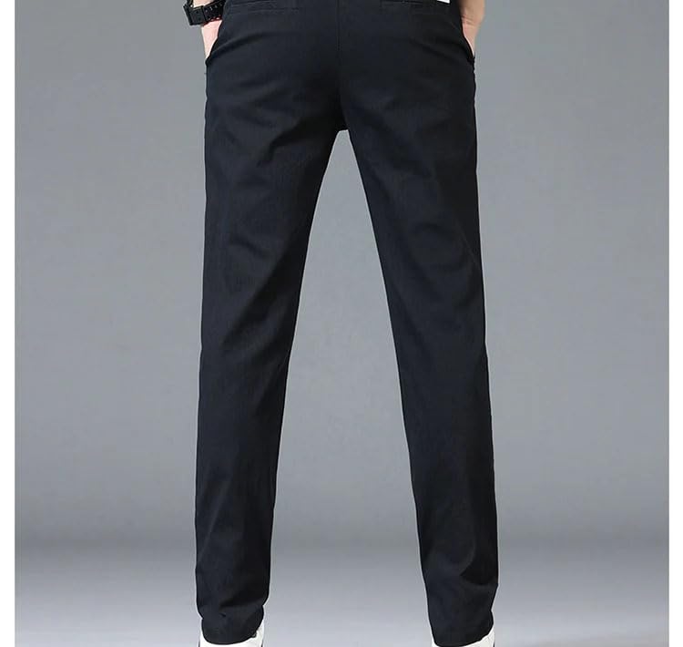 Men's Cotton Fashion Casual Straight Pants Drawstring Elastic Waist Men Clothing3