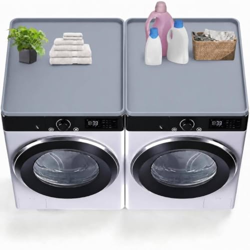 2PCS Grey Washer Dryer Top Protector Mat 27x27 Silicone Non Slip