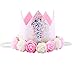 Maticr Glitter 1/2 1st Birthday Princess Flower Crown Tiara Headband Cake Smash Photo Prop for Baby Girl (Number 1")
