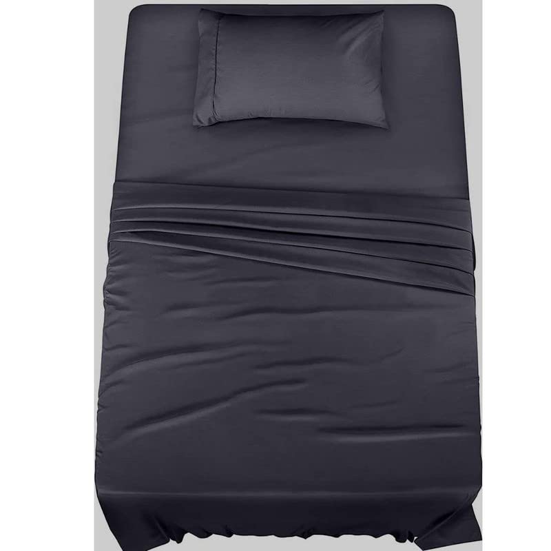 Image of Single Bed Super Solid Plain Bedsheet Cotton Microfiber with 1 Pillow Covers Black