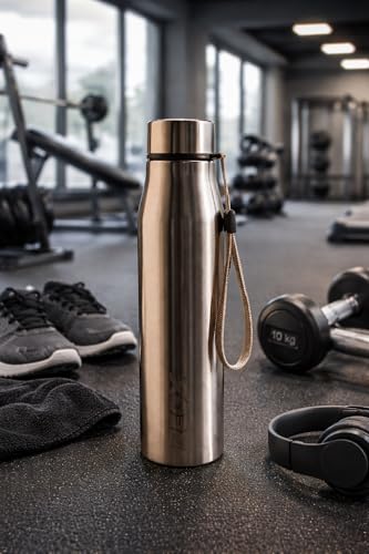 Image of REGX Stainless Steel Water Bottle 700 ml, Single Wall BPA Free Reusable Bottle for School Office Gym Travel, Leak Proof Metal Bottle with Lid, Silver, Food Grade Steel