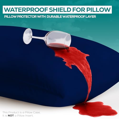 Image of Utopia Bedding Premium 100% Waterproof Pillow Protectors with Zipper King Size (Set of 2), Bed Bug and Dust Mite Proof Zippered Pillow Covers, Pillow Encasement Cases, Royal Blue