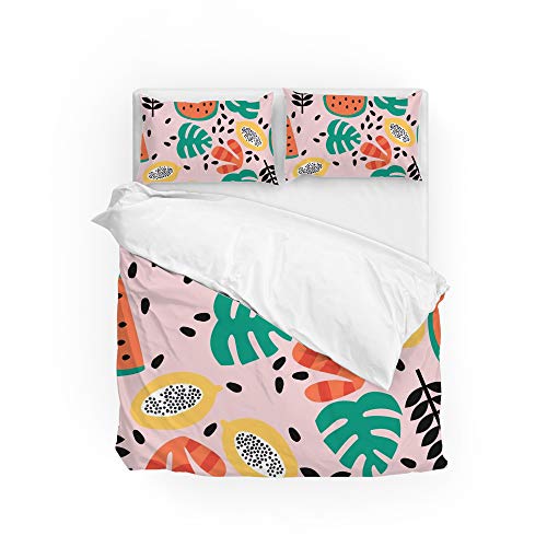 Parure de lit avec housse de couette et taie d'oreiller rose - 2