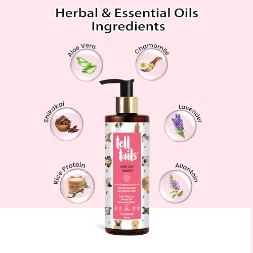 Image of Tell Tails Short Coat Dog Shampoo - 250ml - Cleanses, Nourishes & Deodorizes - Clary Sage, Lavender & Rice Protein - Hydrates & Strengthens Coat - for Short-Haired Dogs (Beagle, Bulldog, Boxer)