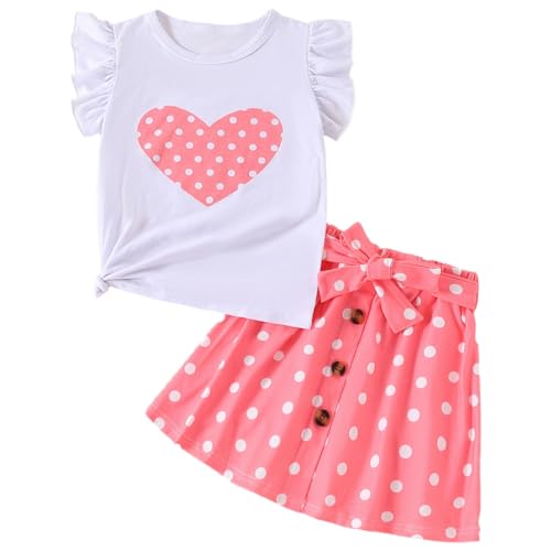 Image of Ayzozuy Kid Girl Clothes Shorts Set 2 Piece Outfits Summer Casual Short Sleeve Top and Shorts Set for Girls 4-7