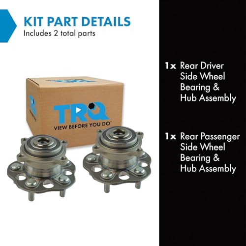 Image of TRQ Rear Left and Right Wheel Bearing and Hub Assembly Set 2 Piece Compatible with 07-11 Honda CR-V 10-11 Accord Crosstour 12-15 FWD Models